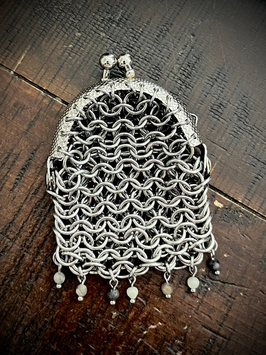 Acorn Purse with Amazonite Fringe