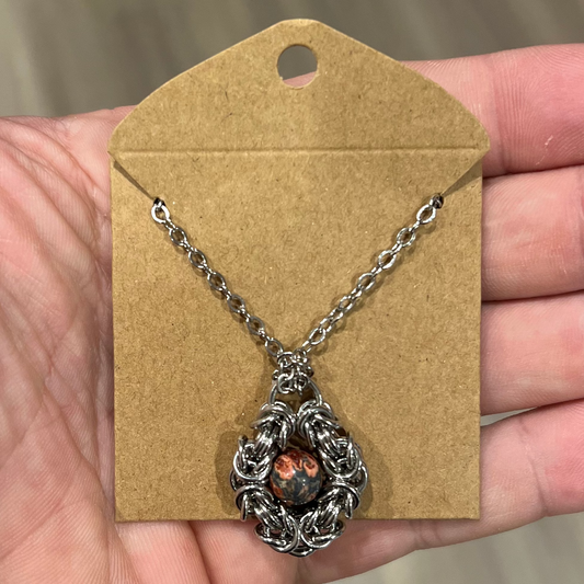Necklace - Stone and Chainmail Pendant